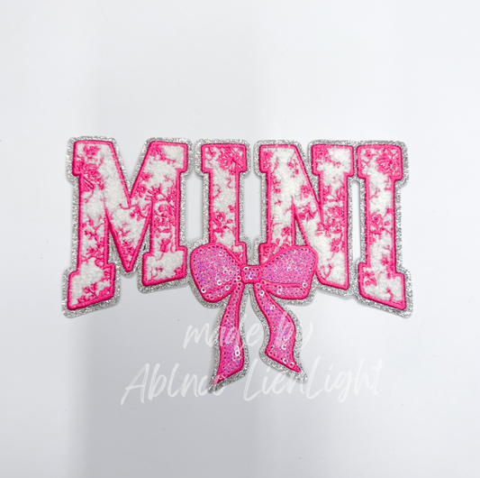 Pink Floral Mini Bow Sequins & Chenille Embroidery Patch