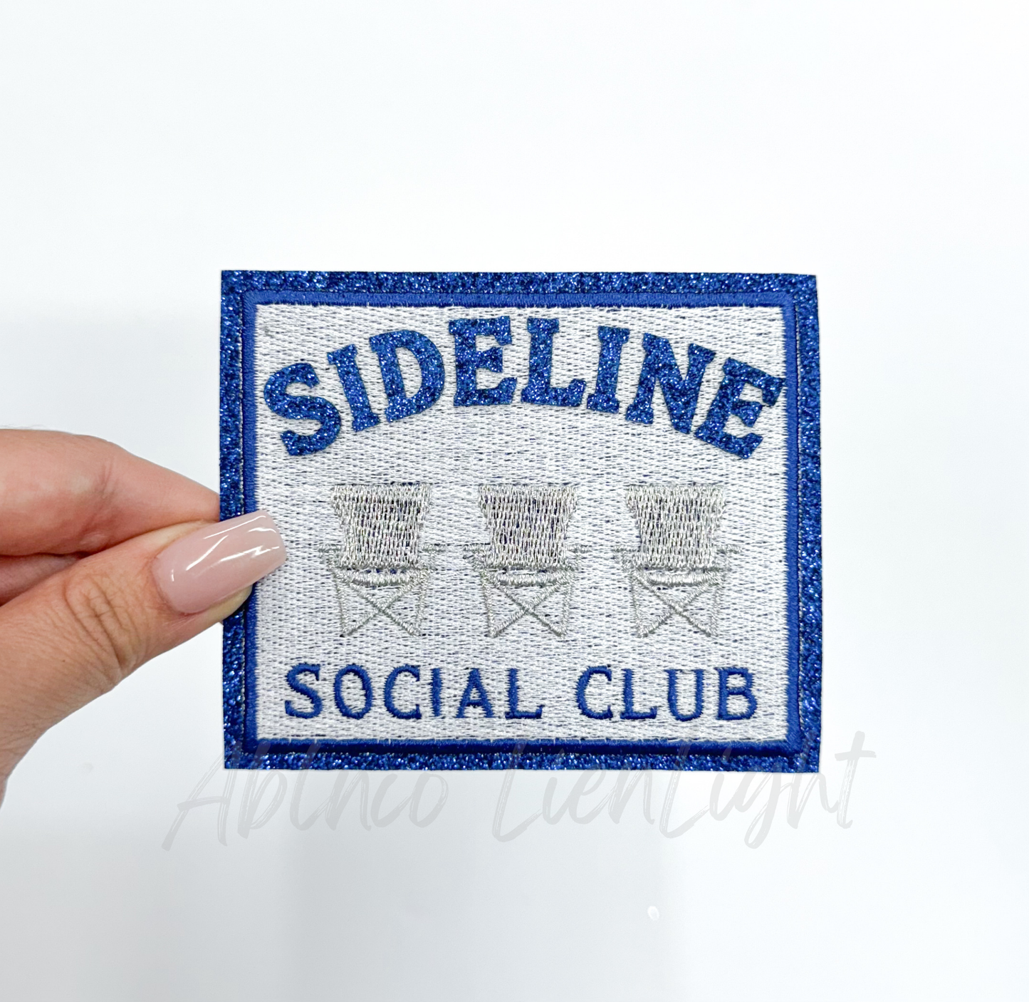 Royal Blue Sideline Social Club Glitter Embroidery Patch