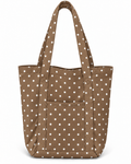 Brown X-Large Canvas Polka Dot Tote Bag