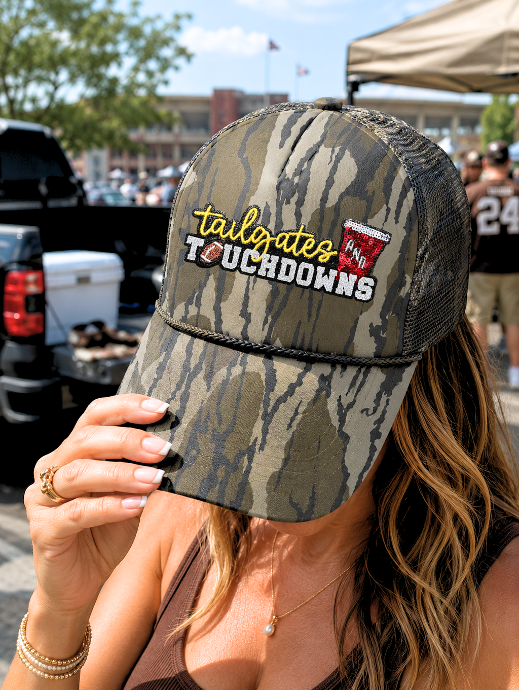 Tailgates And Touchdowns Sequin Patch Otto Trucker Hat