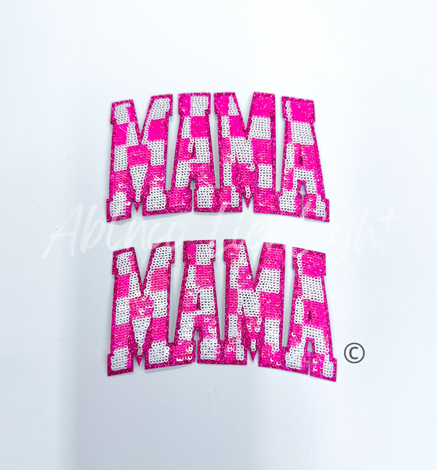 Small Hot Pink Checkered Mama Sequins Patch