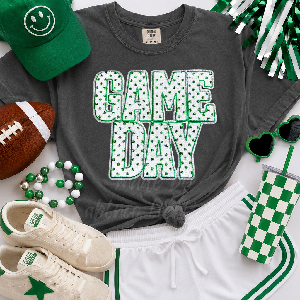 Green Polka Dots Game Day Sequin Patch Shirt