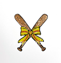 Softball Bow Batter Bat Sequin Patch - Small
