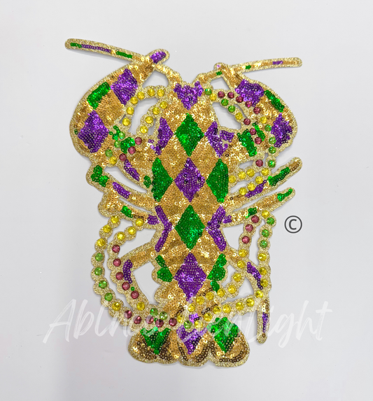 Mardi Gras Crawfish Sequins Patch