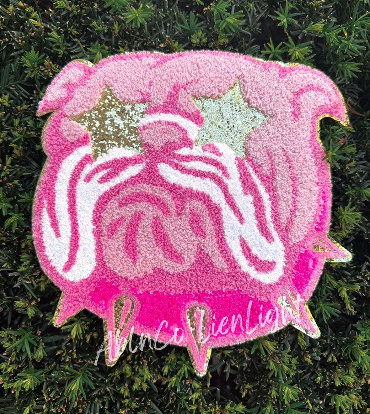PREPPY PINK MASCOT™ Bulldog with Collar Chenille Patch ONLY Sweatshirt
