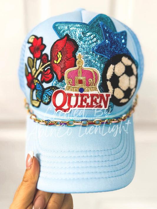 Blue Hat Queen Soccer Patches & Chain