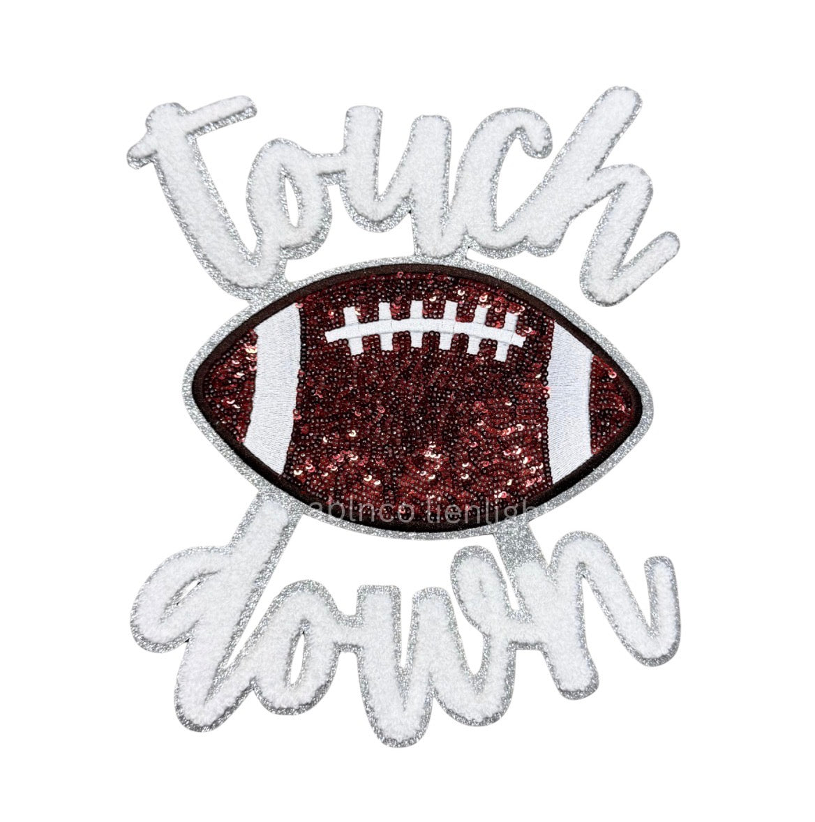 Touchdown Football Chenille Sequin Patch - Large