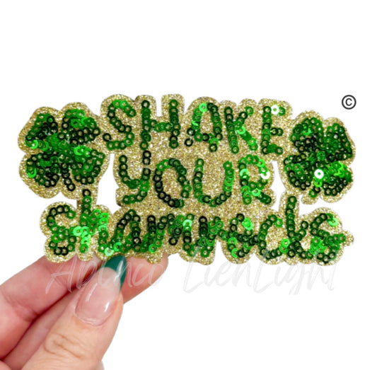 Shake Your Shamrocks St Patricks Day Sequin Patch - Small