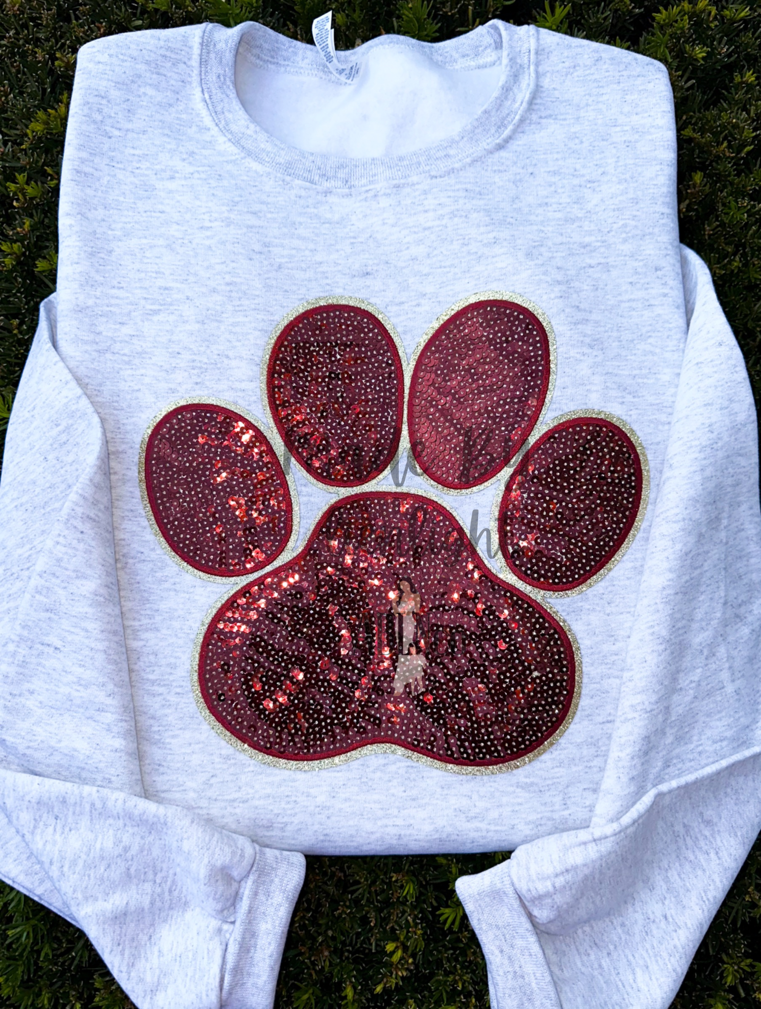 Paw Print Sequin Patch Sweatshirt