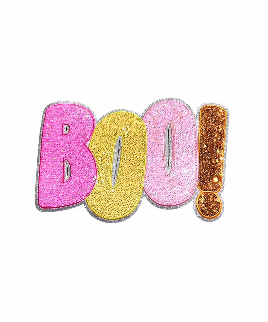 Colorful Boo Halloween Sequin Patch - Large