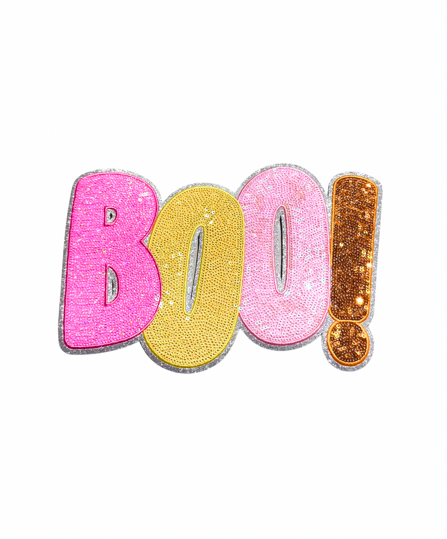 Colorful Boo Halloween Sequin Patch - Large