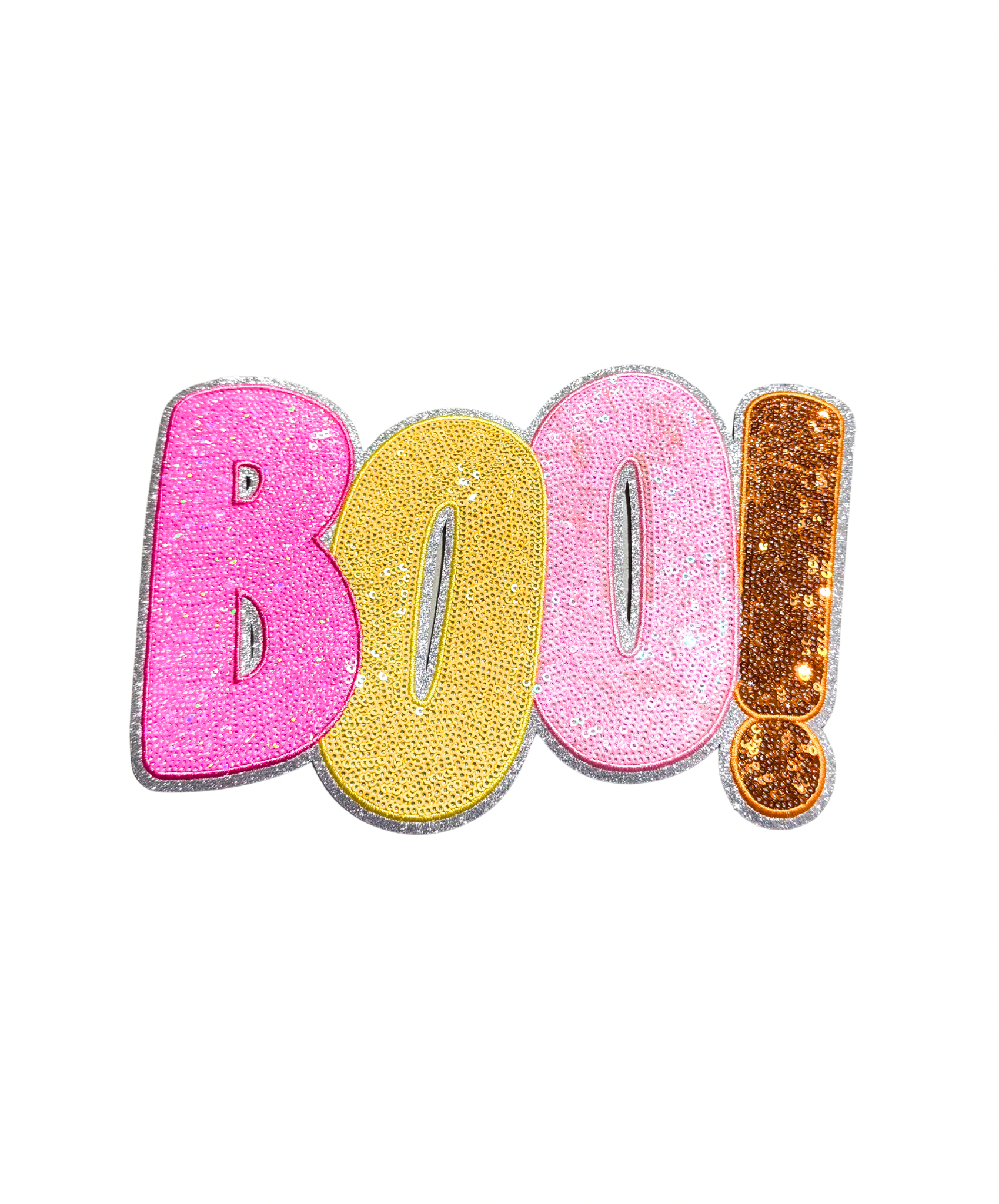Colorful Boo Halloween Sequin Patch - Large