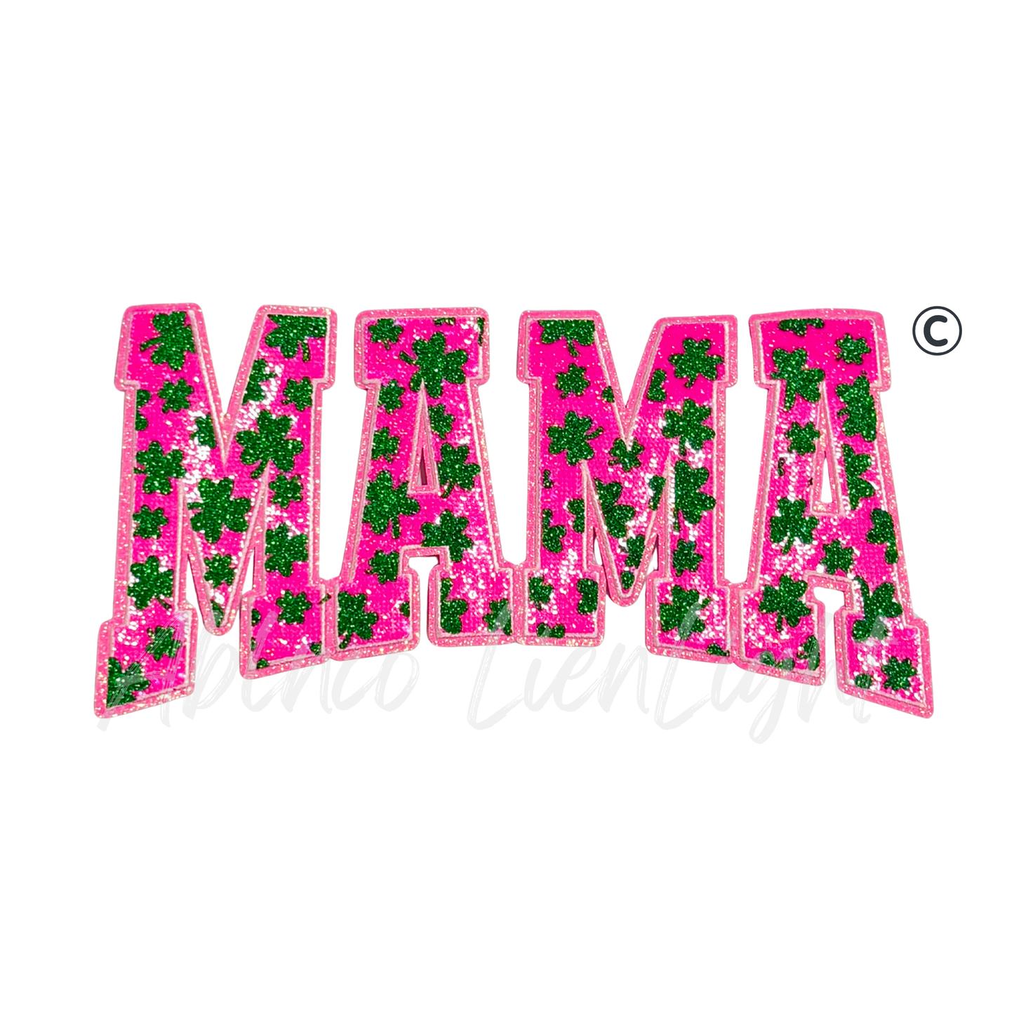 Pink Mama Shamrocks St Patricks Day Sequin Patch - Large
