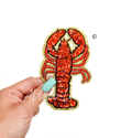 Crawfish Fishing Sequin Mardi Gras Patch - 4.5”