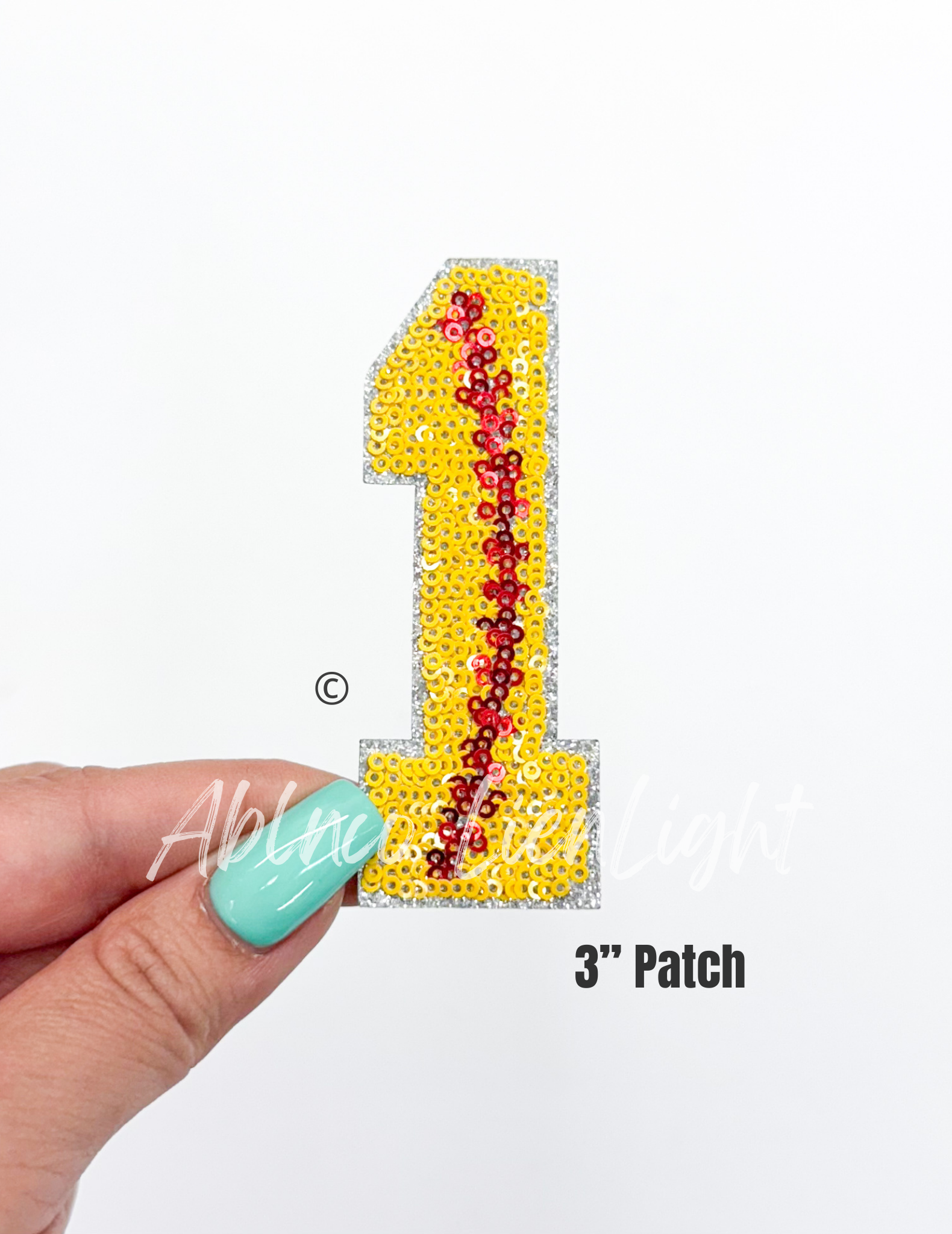 Softball Numbers Sequin Patch - Small
