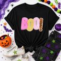 Colorful Boo Halloween Sequin Patch Tshirt