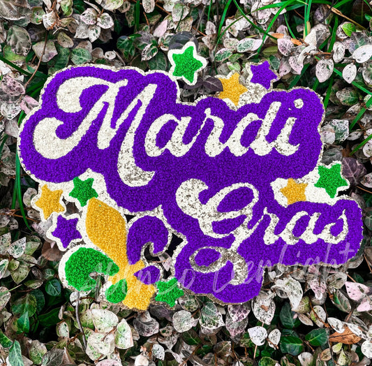 Mardi Gras Gold Glitter Chenille Patch