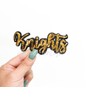 Knights Mascot Gold Script Sequin Patch - Small