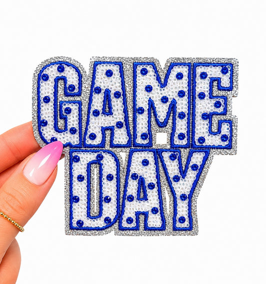 Royal Blue Polka Dots Game Day Sequin Patch - Small