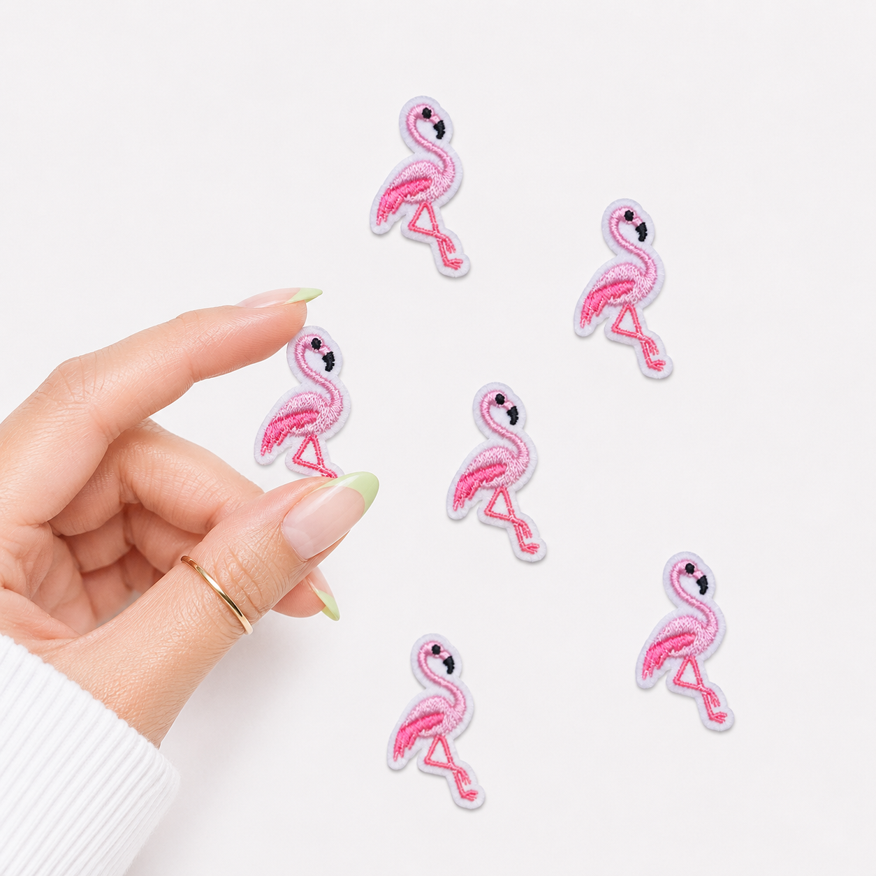 Mini Pink Flamingo Embroidered Patch