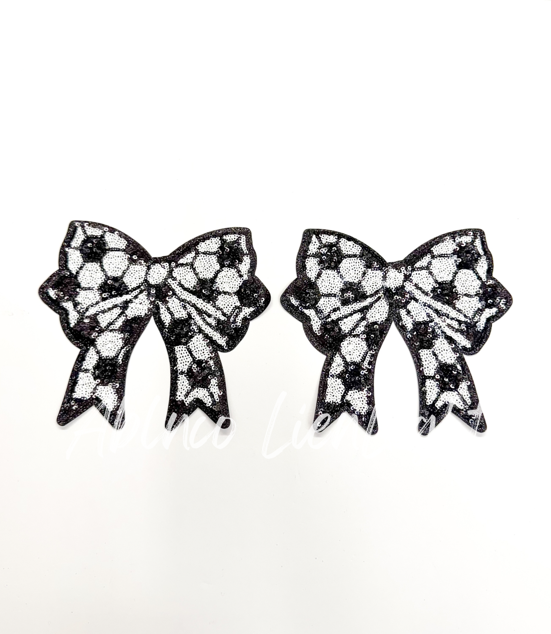 Soccer Side Bows Sequin Patch
