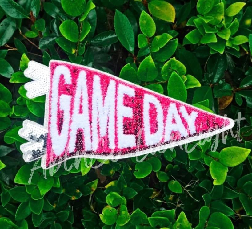Purple Game Day Pennant Flag Sequin Patch - Large