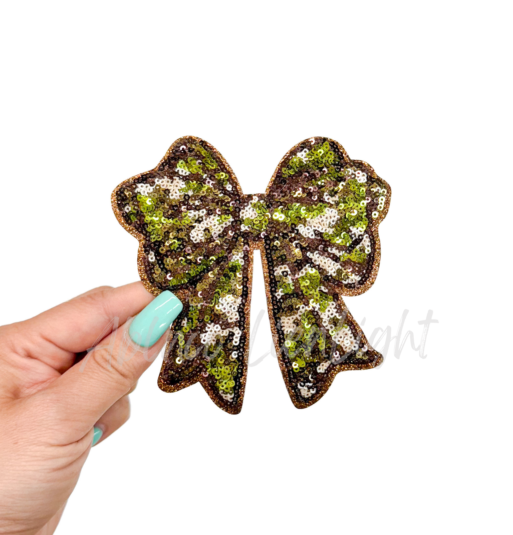 Camo Bow Hunting Sequin Patch - Small