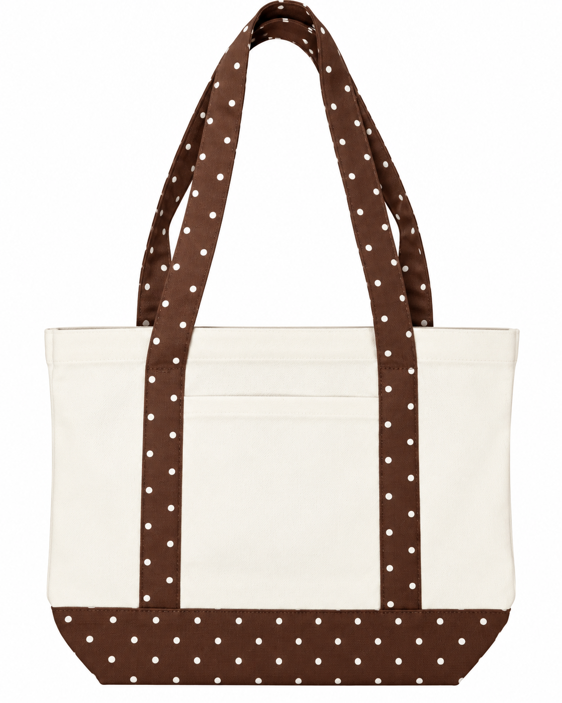 Brown Polka Dot Canvas Large Tote Bag