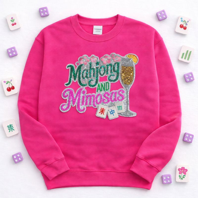 Mahjong & Mimosas Sequin Patch Sweatshirt