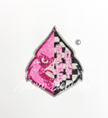 Cardinal Mascot Pink Checkered Sequin Patch - Large