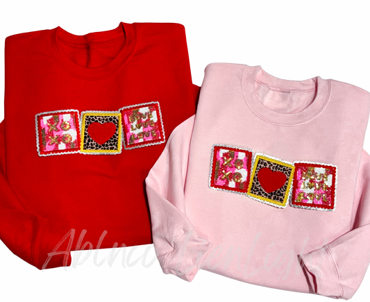 Postage Stamps Valentines Day Patch Sweatshirt