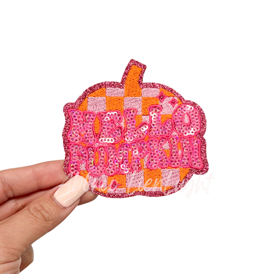 Hello Pumpkin Sequin Halloween Embroidery Patch