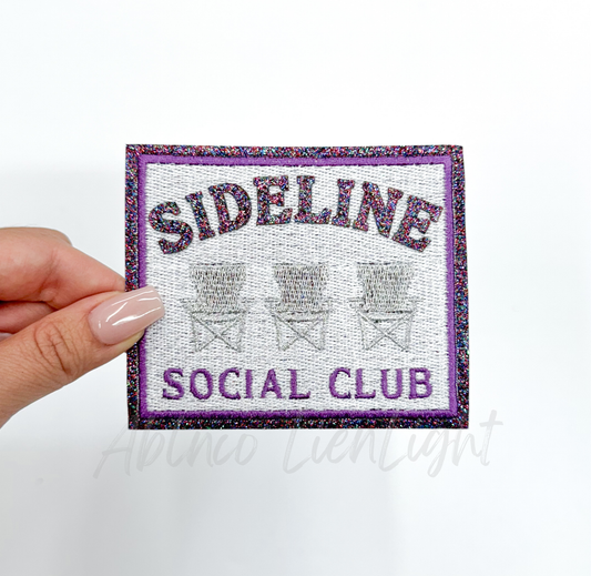 Purple Sideline Social Club Glitter Embroidery Patch