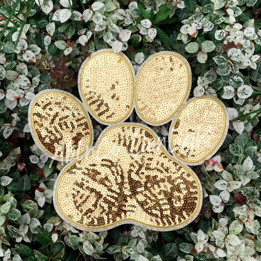 Big Gold Sequin Paw Print Patch