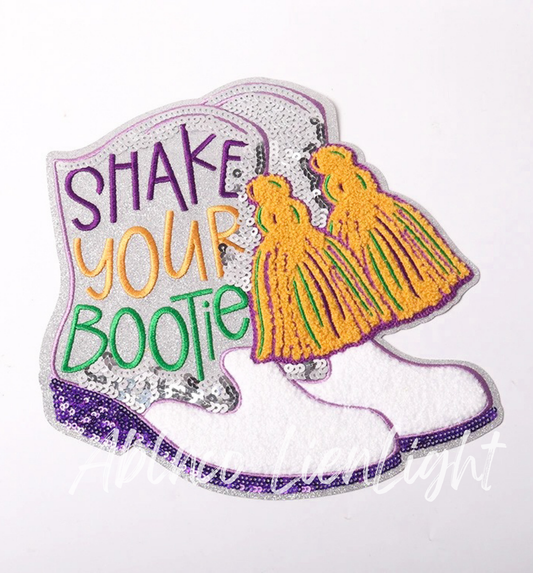 Mardi Gras Shake Your Bootie Chenille Patch