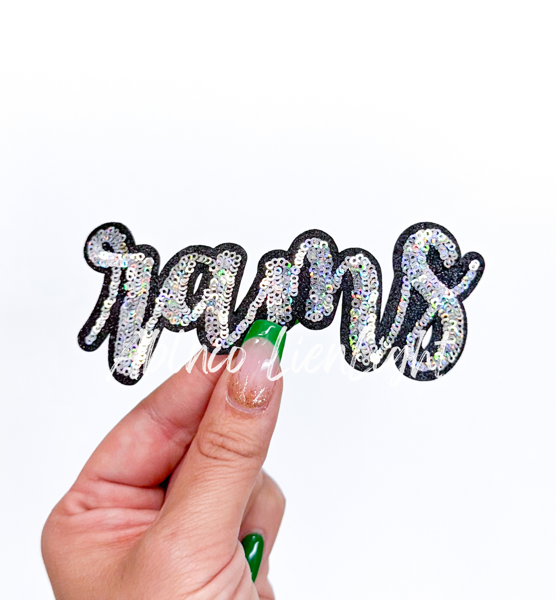 Rams Mascot Script Sequin Patch - Small