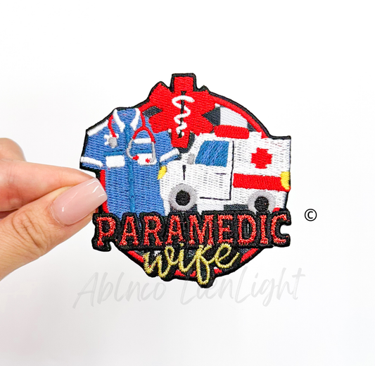 Paramedic Wife glitter embroidery patch