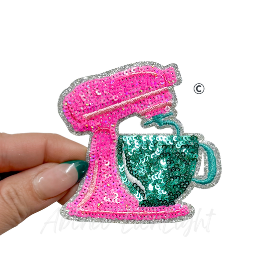 Pink Turquoise Mixer Baking Sequin Patch