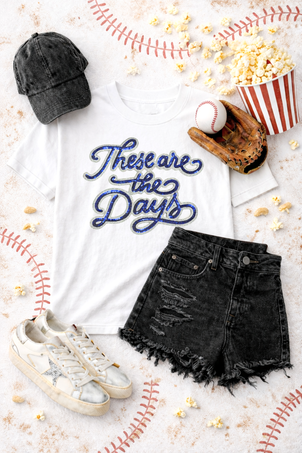 These Are The Days Royal Blue Sequin Patch Tshirt