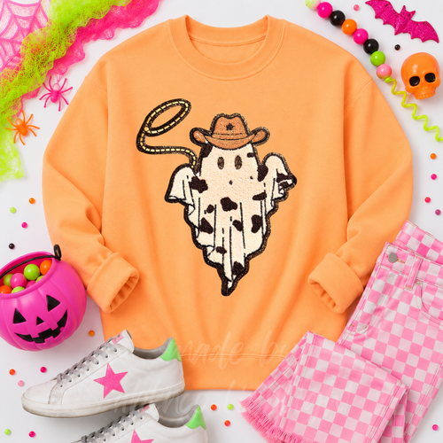 Cowboy Robe Ghost Halloween Sequin Patch - Large