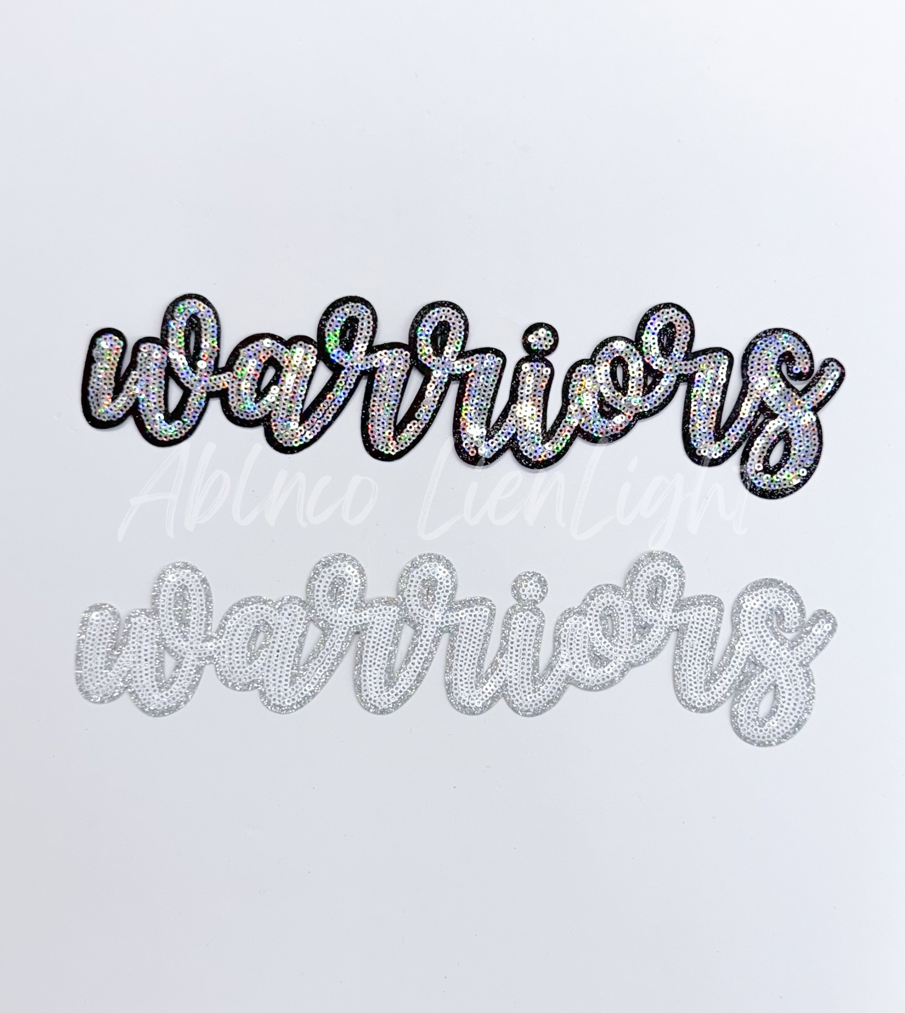 Warriors Mascot Script Sequin Patch - Large
