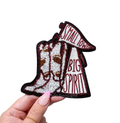 Maroon Small Town Big Spirit Football Sequin Patch - Small