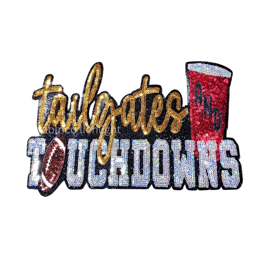 Tailgates And Touchdowns Football Sequin Patch - Large
