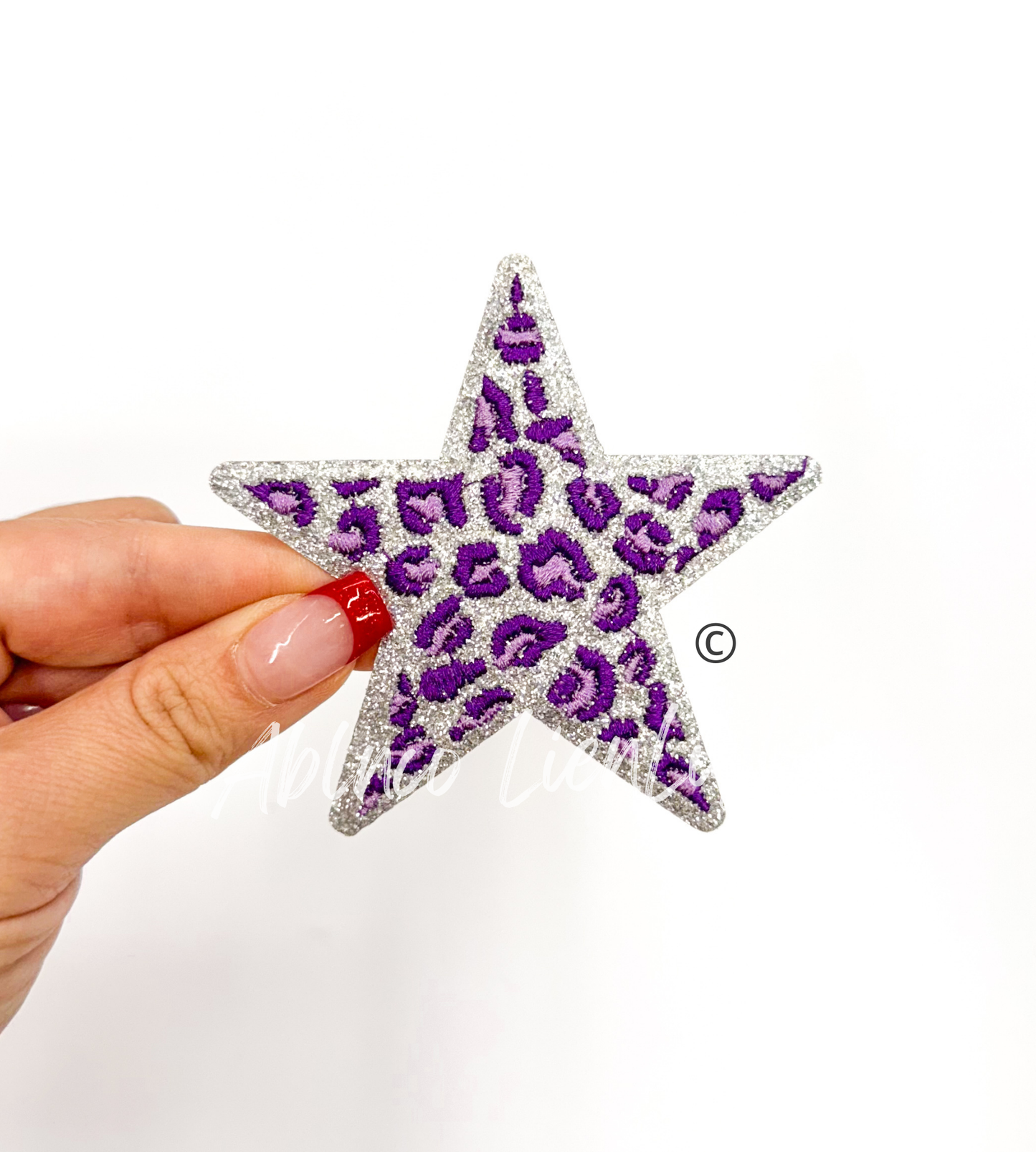 Purple Cheetah Print Glitter Star Patch