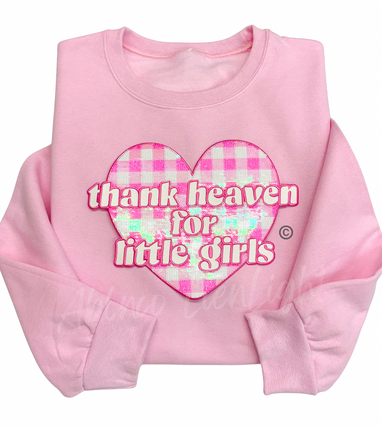Thank Heaven For Little Girls Pink Checkered Sequin Patch - Large