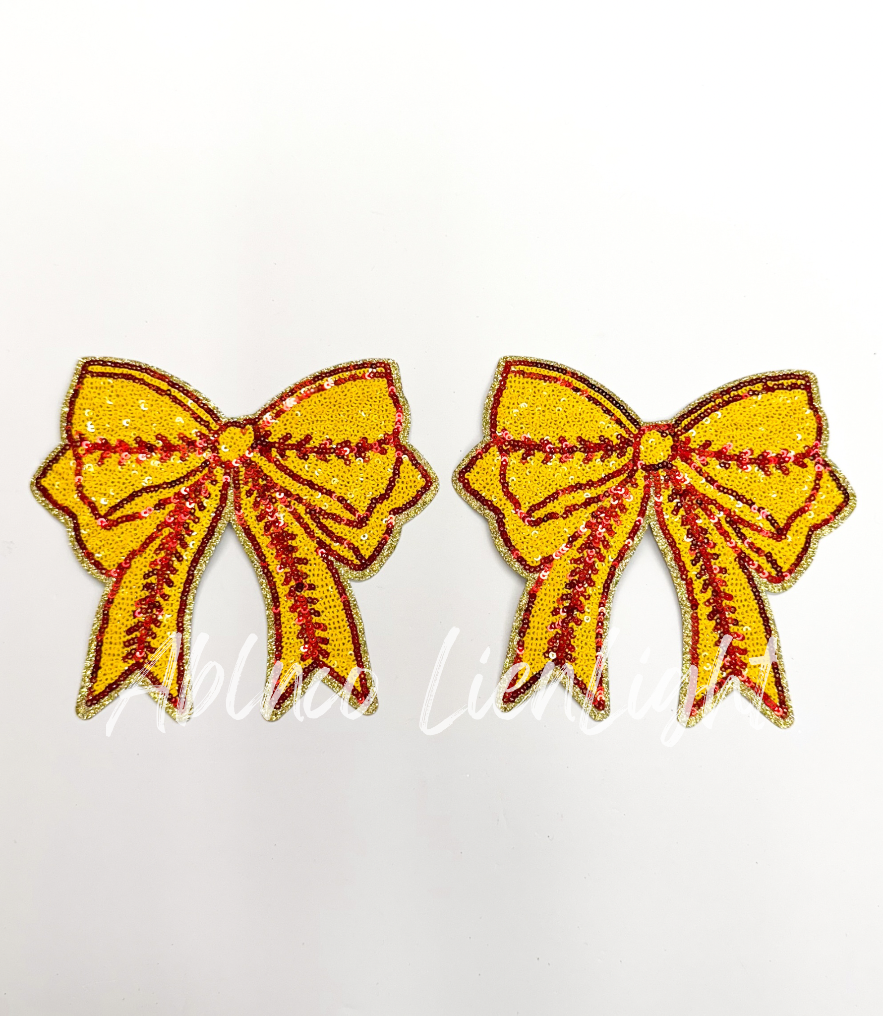Softball Side Bows Sequin Patch