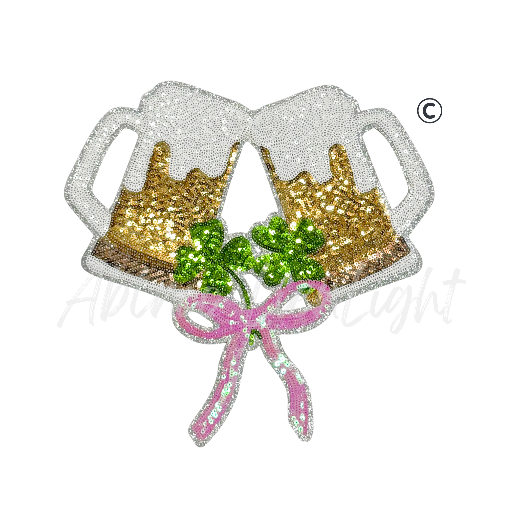 Boozy Bow Beer St Patricks Day Sequin Patch - Large