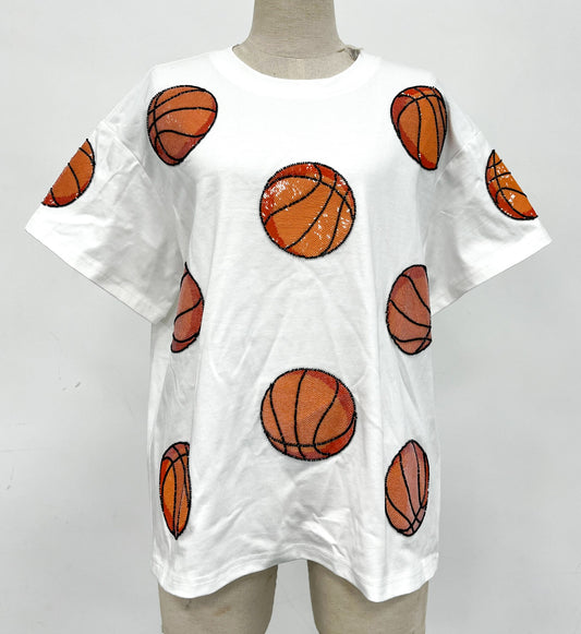 Basketball Beadtubes Sequins Tshirt