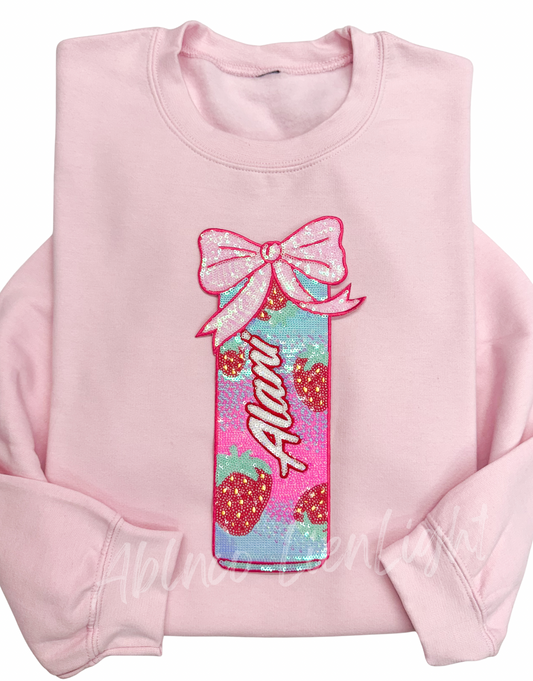 Strawberry Alani Energy Drink Sequin Patch Sweatshirt