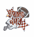 Orange Game Day Checkered Football Sequin Patch - Large